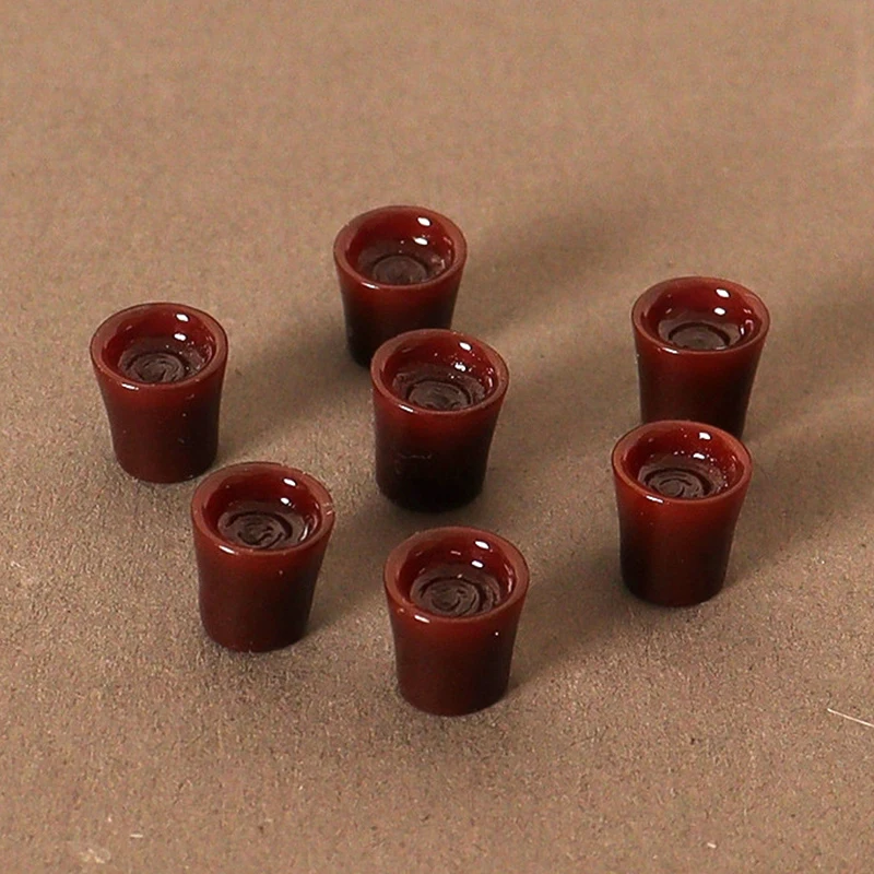 1Set 1:12 Dollhouse Miniature Wine Jar Retro Chinese Wine Jar Wine Cup Model Kitchen Decor Toy Doll House Accessories