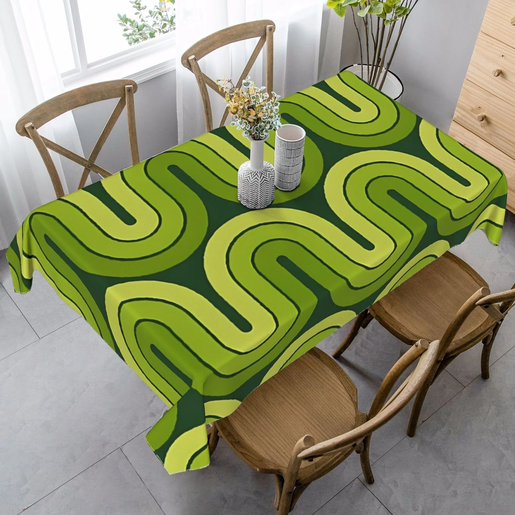 One vintage-style tablecloth adds to your dining experience, featuring durable polyester fabric.