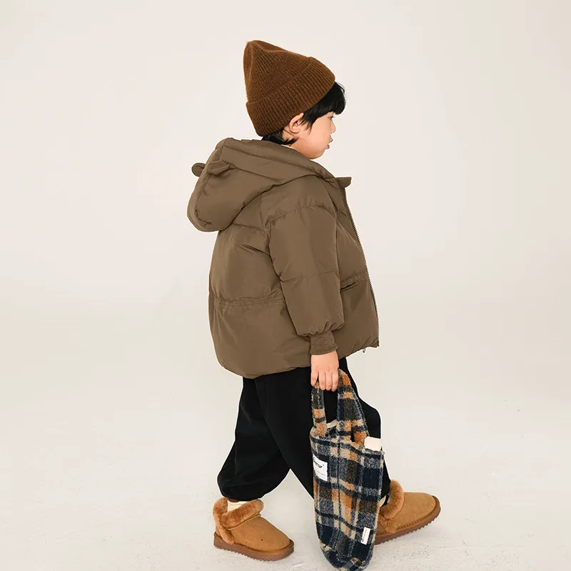 

Children's Clothing Boys' Cotton Jacket Winter Korean Version Hooded Cotton Jacket Small and Medium-sized Children's Down Cotton