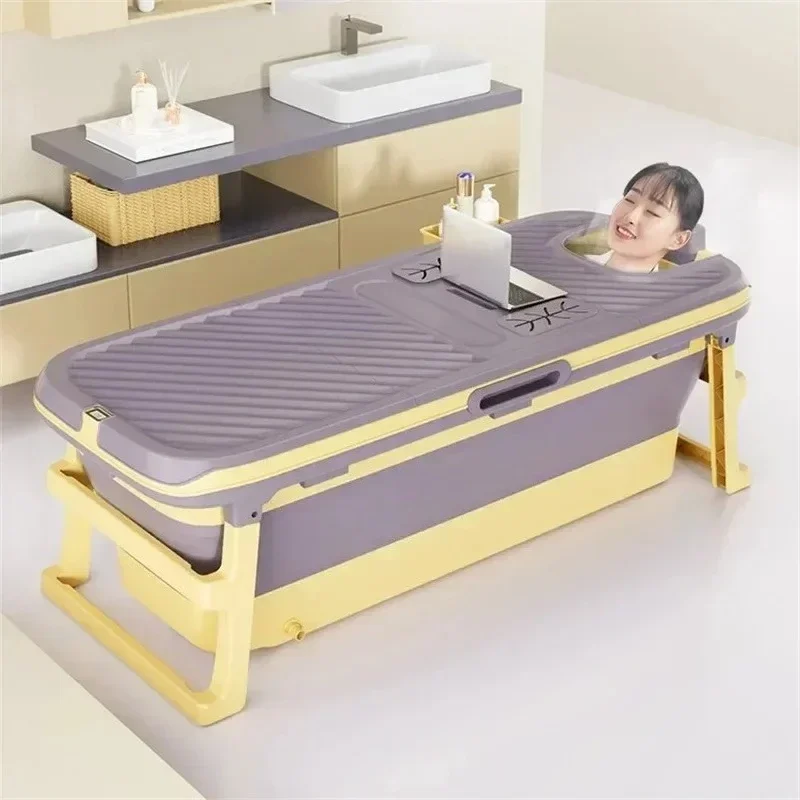 

Modern Foldable Bathtub for Adult Thicken Plastic Bathroom Hot Tub Bath Barrel Full Body Shower Basin Apartment Portable Bathtub