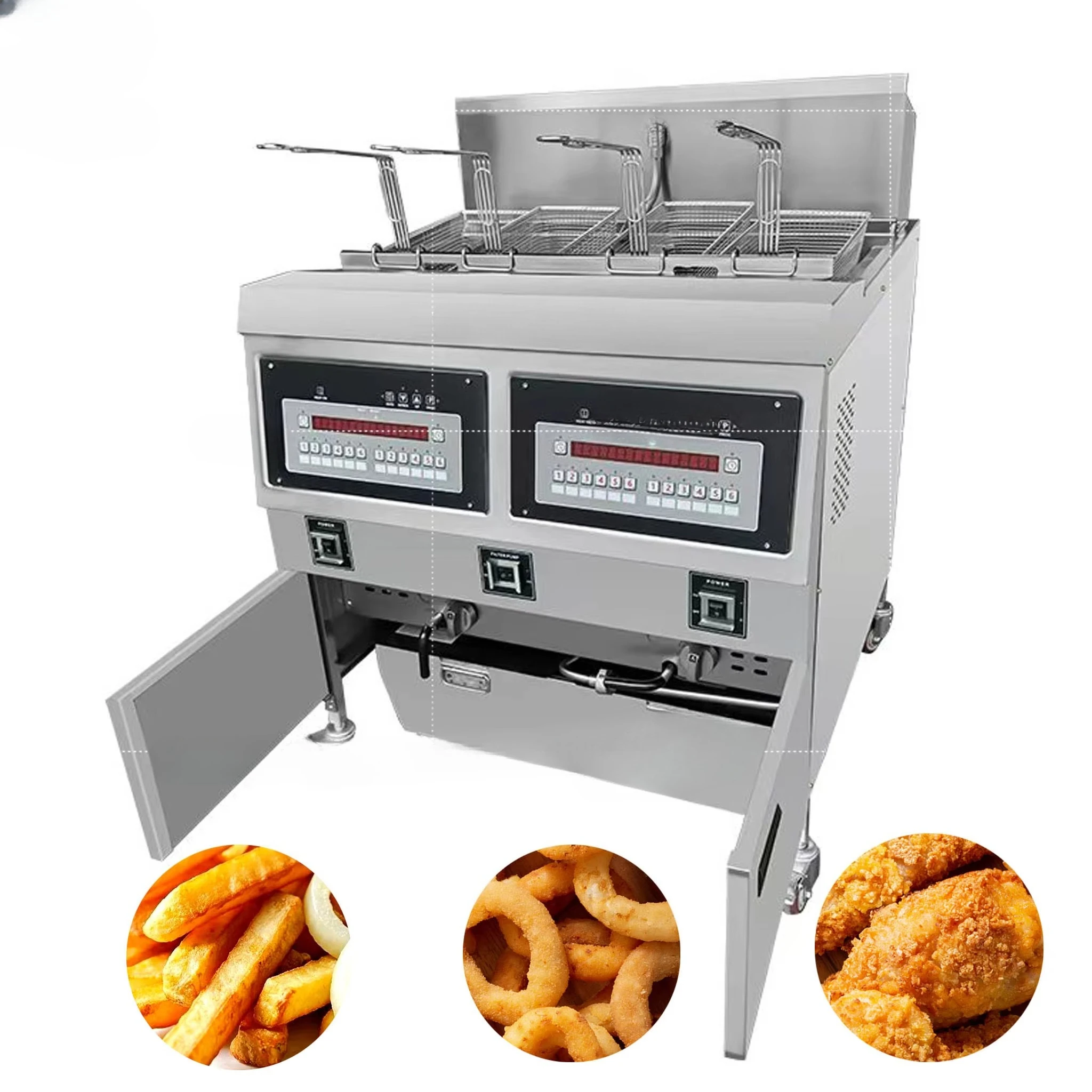 New Commercial Stainless Steel Gas Electric French Fries Making Machine High Efficiency Energy Saving Single Double Tank Frying