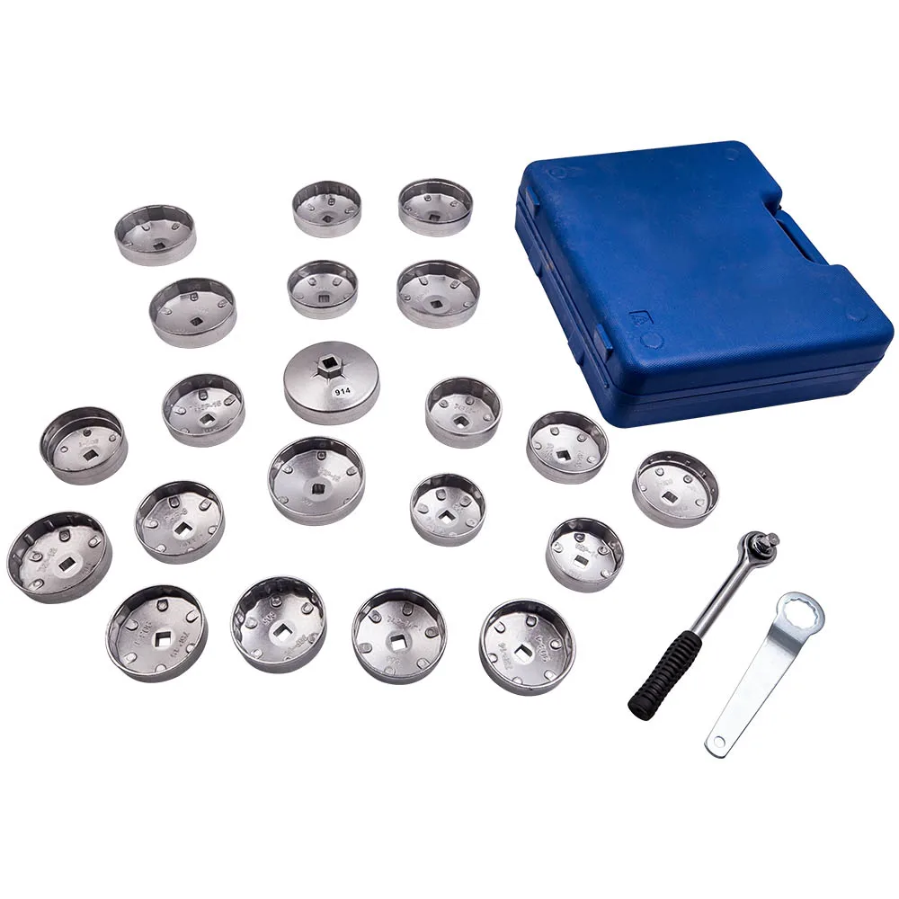 23pcs Oil Filter Wrench Set Aluminum Alloy Cup Type Kit Drive Cap Removal Tool Set for Lexus, for GMC, for Ford