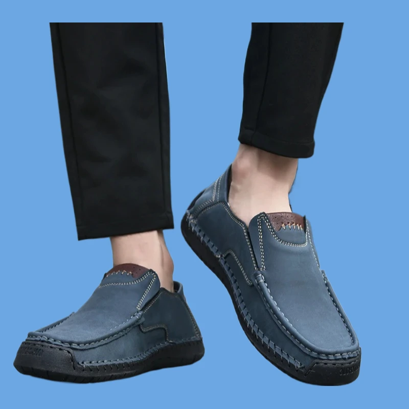 

2025 Slip On Loafers Men Leather Shoes Flats Moccasins Walking Handmade Leather Casual Comfortable mens zapatos de hombre