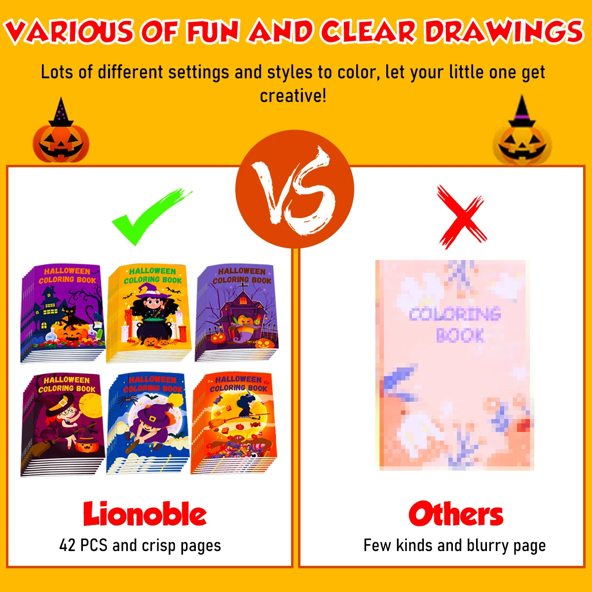 42Pcs Halloween Coloring Books,for Kids Halloween Party Favors Bulk for Ages 2-4-8-12 Small Trick or Treat Goodie Bags