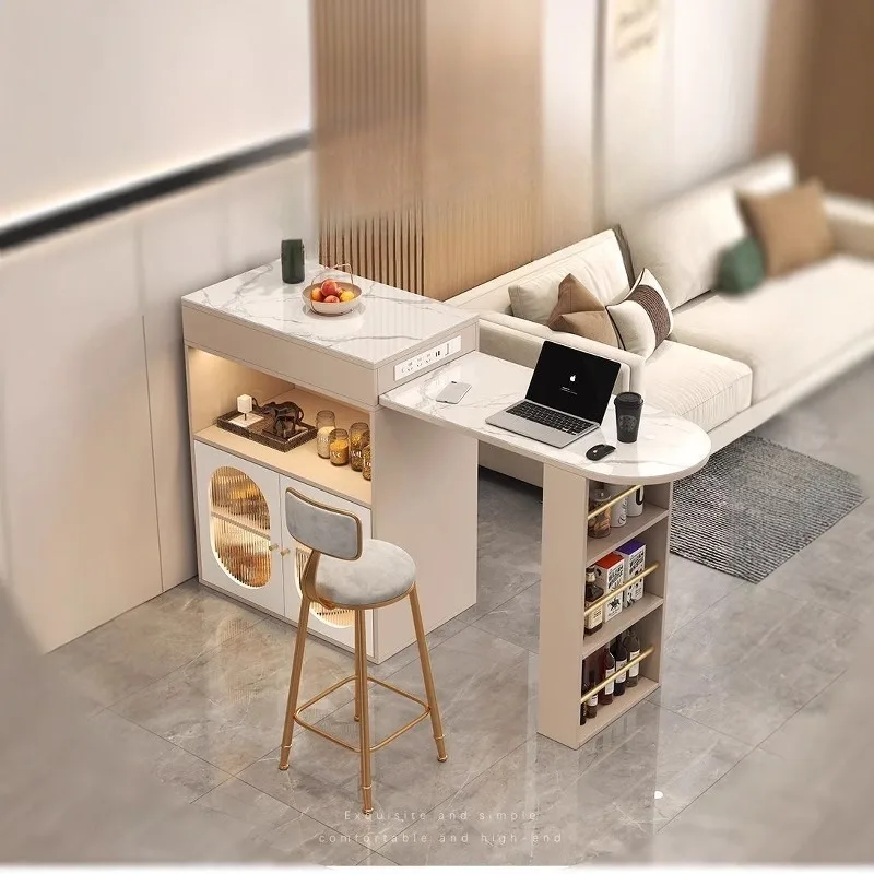 

wind Internet celebrity entrance light luxury rock slab dining side cabinet small apartment folding bar