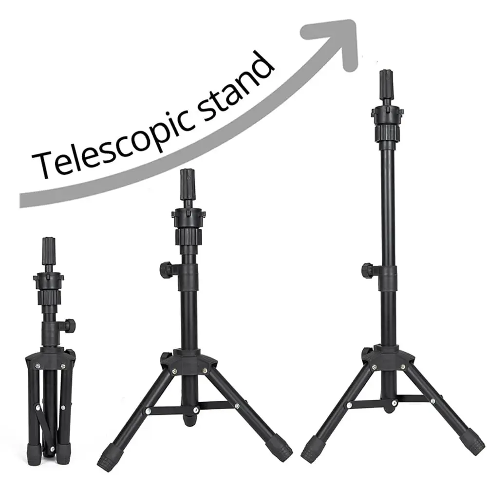 Mini Adjustable Wig Stand Tripod Metal Holder for Mannequin Head Canvas Foam Head Hairdresser Practice Cosmetology Braiding