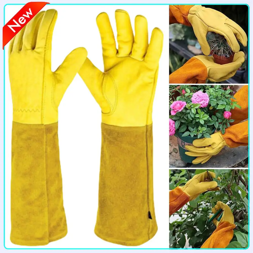 

1 пара длинных перчаток для обрезки розы с защитой от шипов, дышащие кожаные садовые перчатки, защита труда, длинные перчатки для локтей, лучший подарок для сада