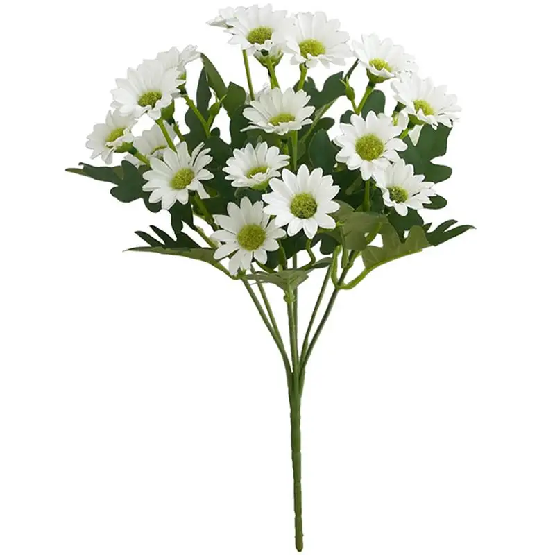 21 Heads Vintage Silk Artificial Flower Daisy White Fake Flowers Room Wedding Car Table Party Gifts Decorations Diy Bouquet