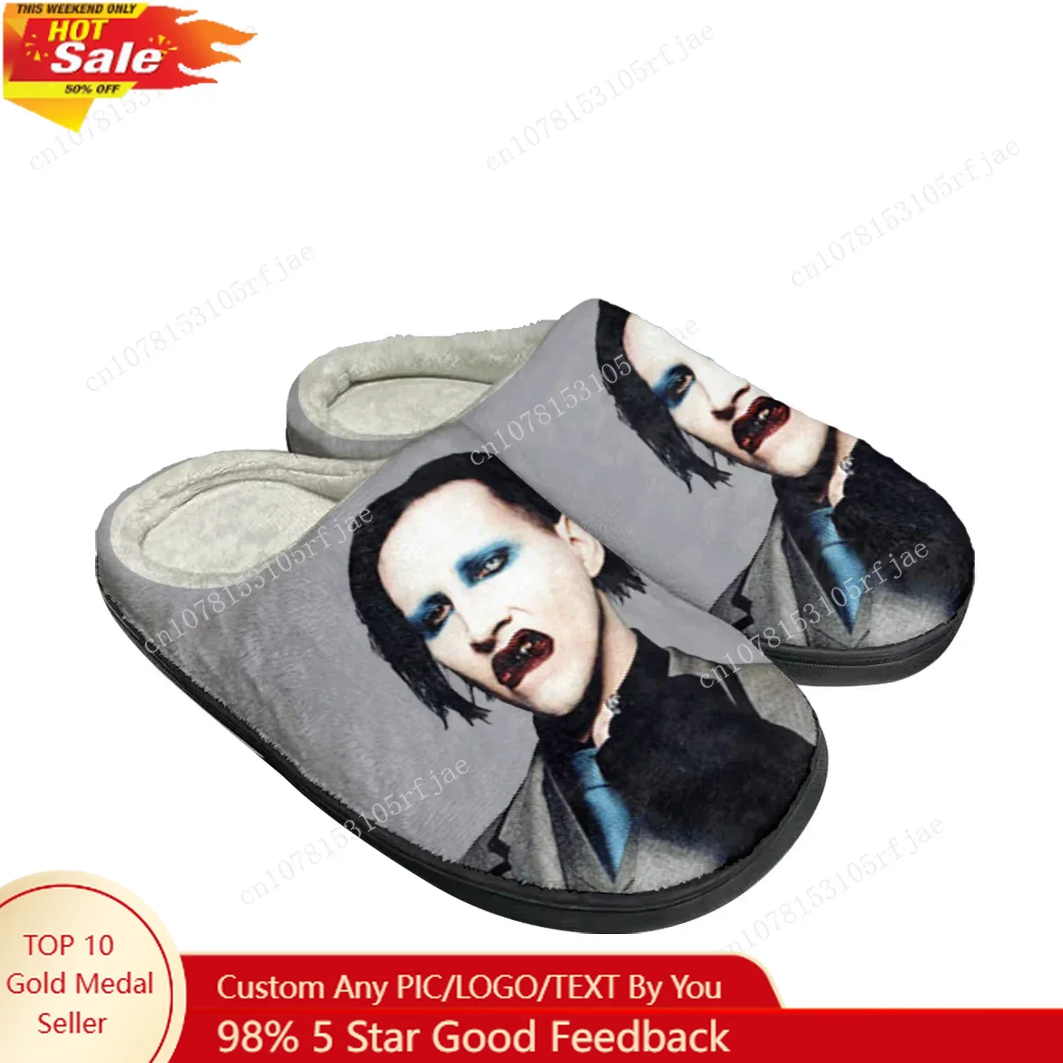 

Rock Band Singer Marilyn Manson Home Cotton Custom Slippers Mens Womens Sandals Plush Bedroom Keep Warm Shoe Thermal Slipper
