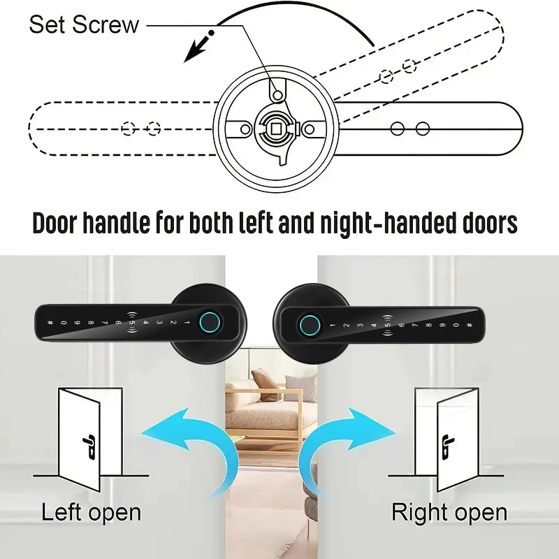 XSDTS مقبض قفل الباب الذكي مع بطاقة مفتاح بصمة الإصبع قفل الباب الرقمي لوحة المفاتيح مفتاح دخول قفل إلكتروني