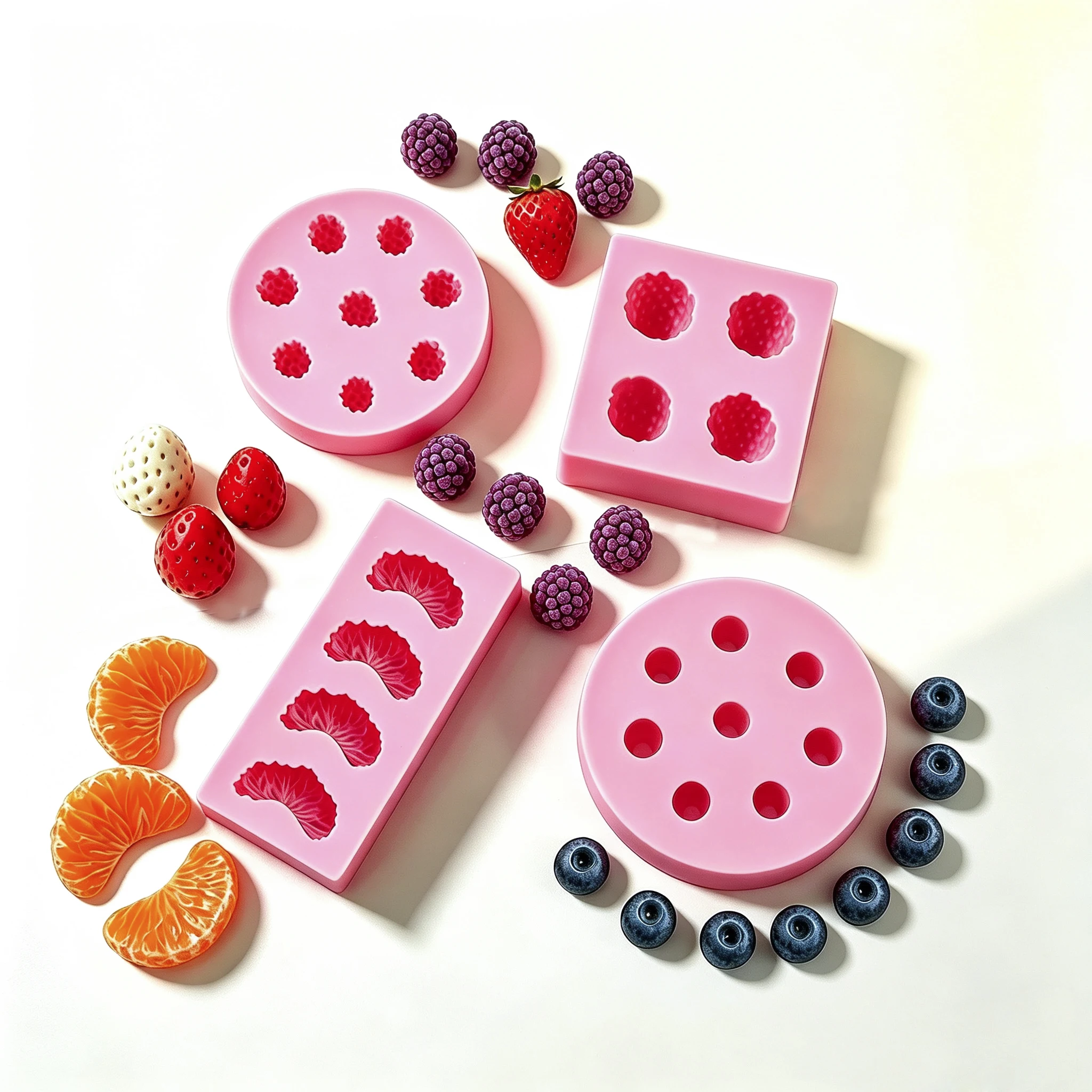 Fruit Fondant Molds Fruit Shaped Silicone 3d Strawberry Mold Fruit Silicone Molds Orange Blueberry For Jelly Cupcake Decorating