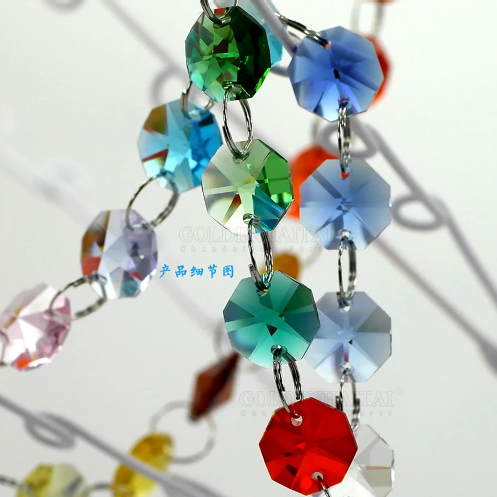 1M 14mm Octagon Bead Crystal Chandelier Parts Prism Handmade Colorful Garland Curtain Chain Home Tree Party Decor DIY Suncatcher