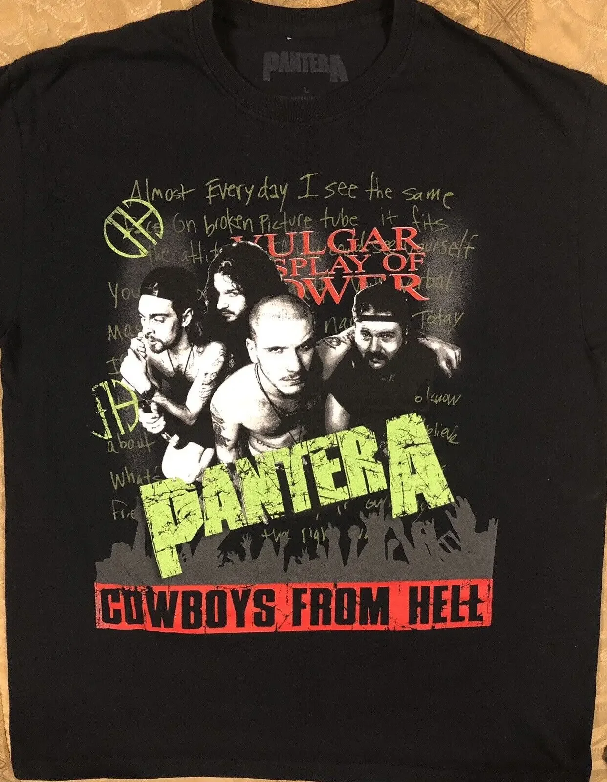 Pantera Large Cowboys From Hell T Shirt long or short sleeves