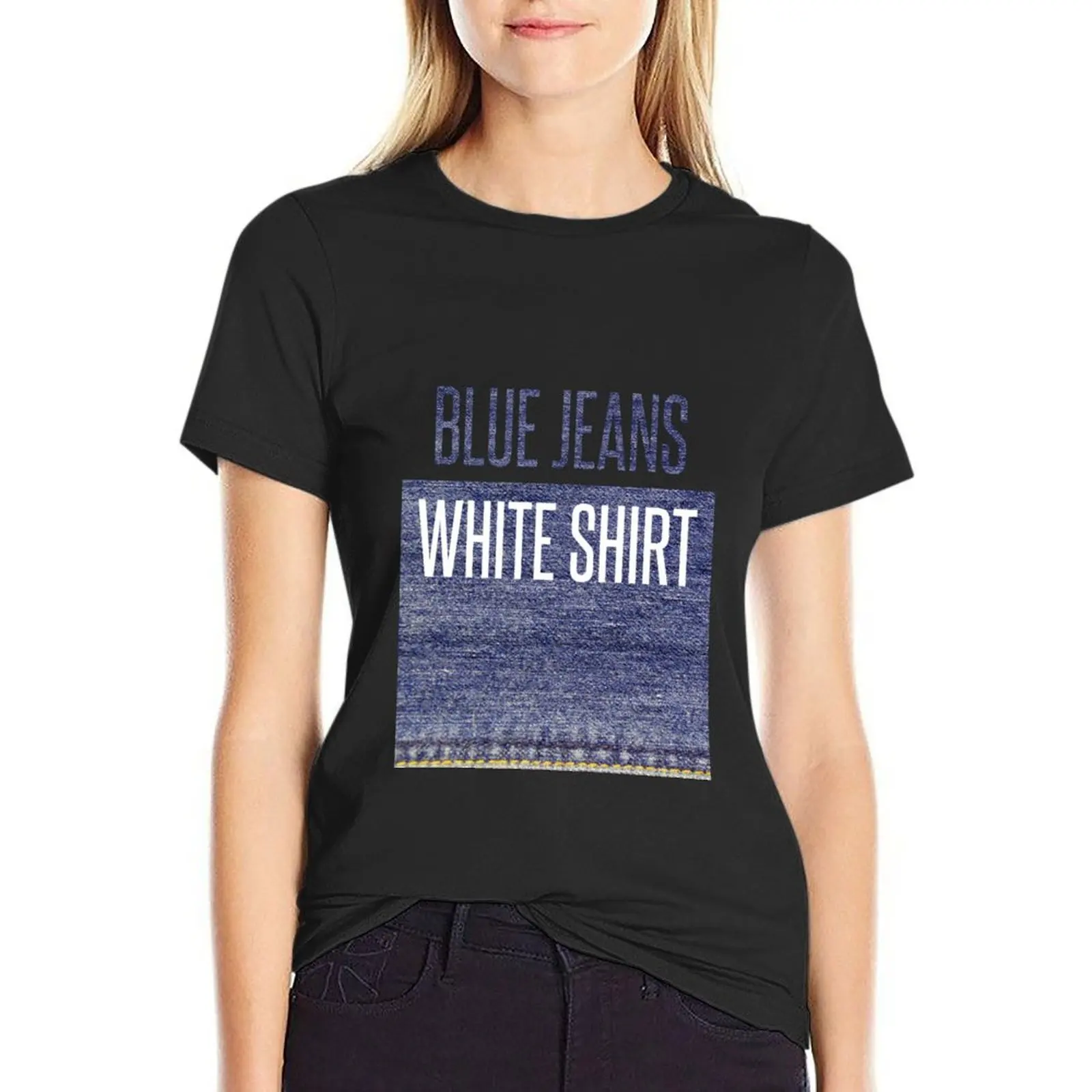 Blue Jeans, White Shirt T-Shirt shirts graphic tees female Short sleeve tee lady clothes Summer Women's clothing