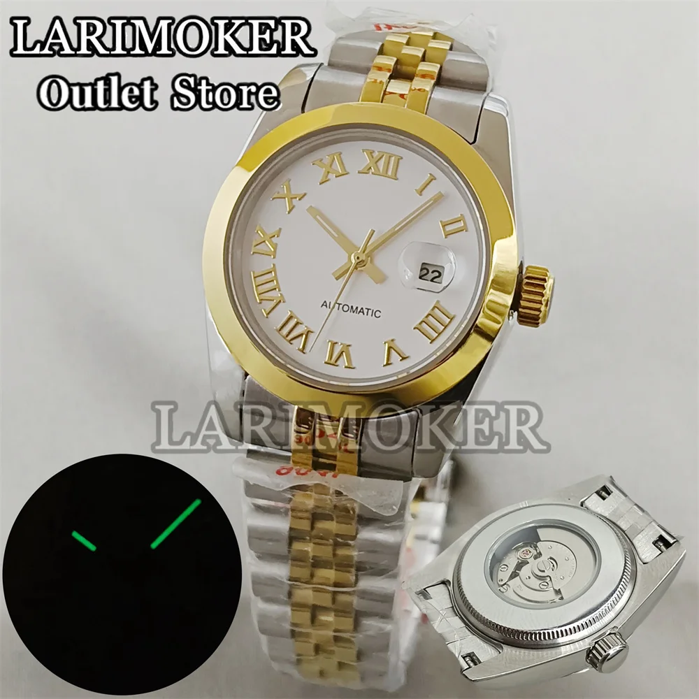 LARIMOKER 31mm Women\'s watch  3 styles border Index Watch Case Stainless Steel Strap Sapphire Glass Use NH05 Movement