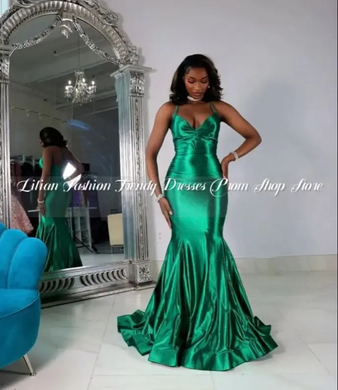 Hunter Green Elegant Evening Gowns 2025 For Women Luxury Halter Satin African Celebrity Prom Dresses Custom vestido femininos