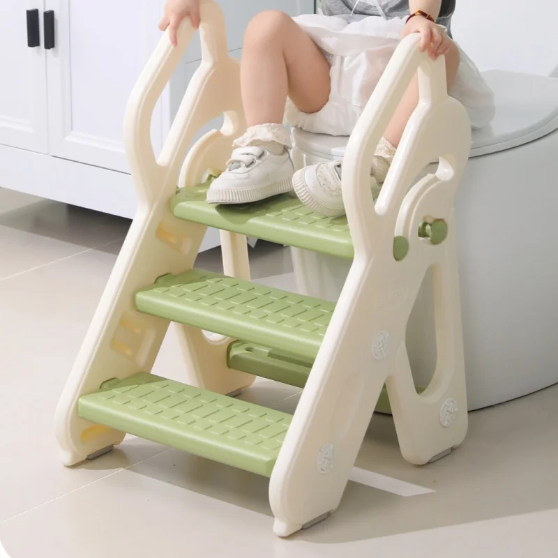 3-in-1 Toddler Step Stool Hand-washing Step Stool Ladder Footrest Washbasin Step Stool Foldable Height-increasing Handrail Stool