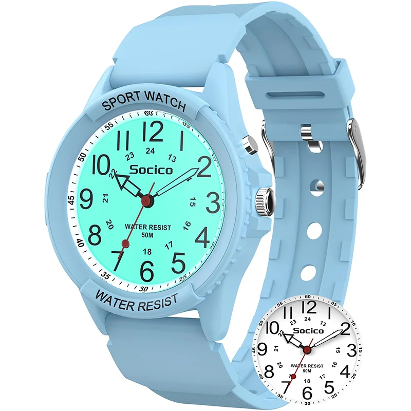 SOCICO Simple Quartz Watch Waterproof Silicone Strap Round Small Dial Student Exam Watch for Women's or Man Sport  Watch