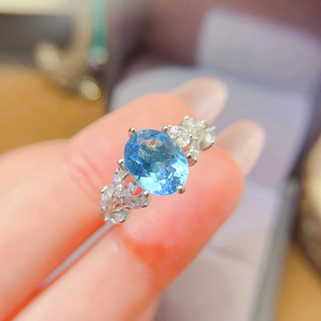 KJJEAXCMY Women's Ring| Natural Swiss blue Topaz with S925 silver , electroplated color retention process, high-clarity support
