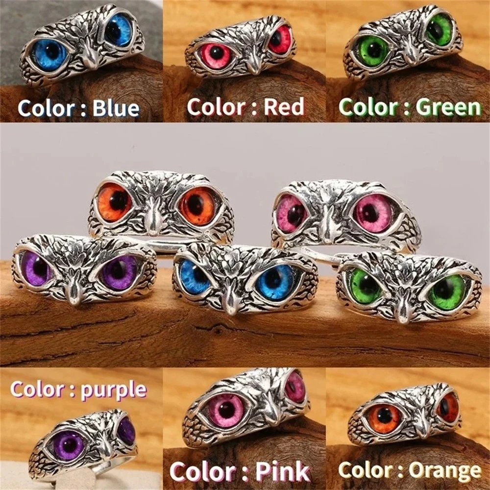 

Rare Vintage Owl Carved Tibet Silver Ring for Men Cute Animals Youth Gothic Adjustable Fashion Women Accessories Gifts