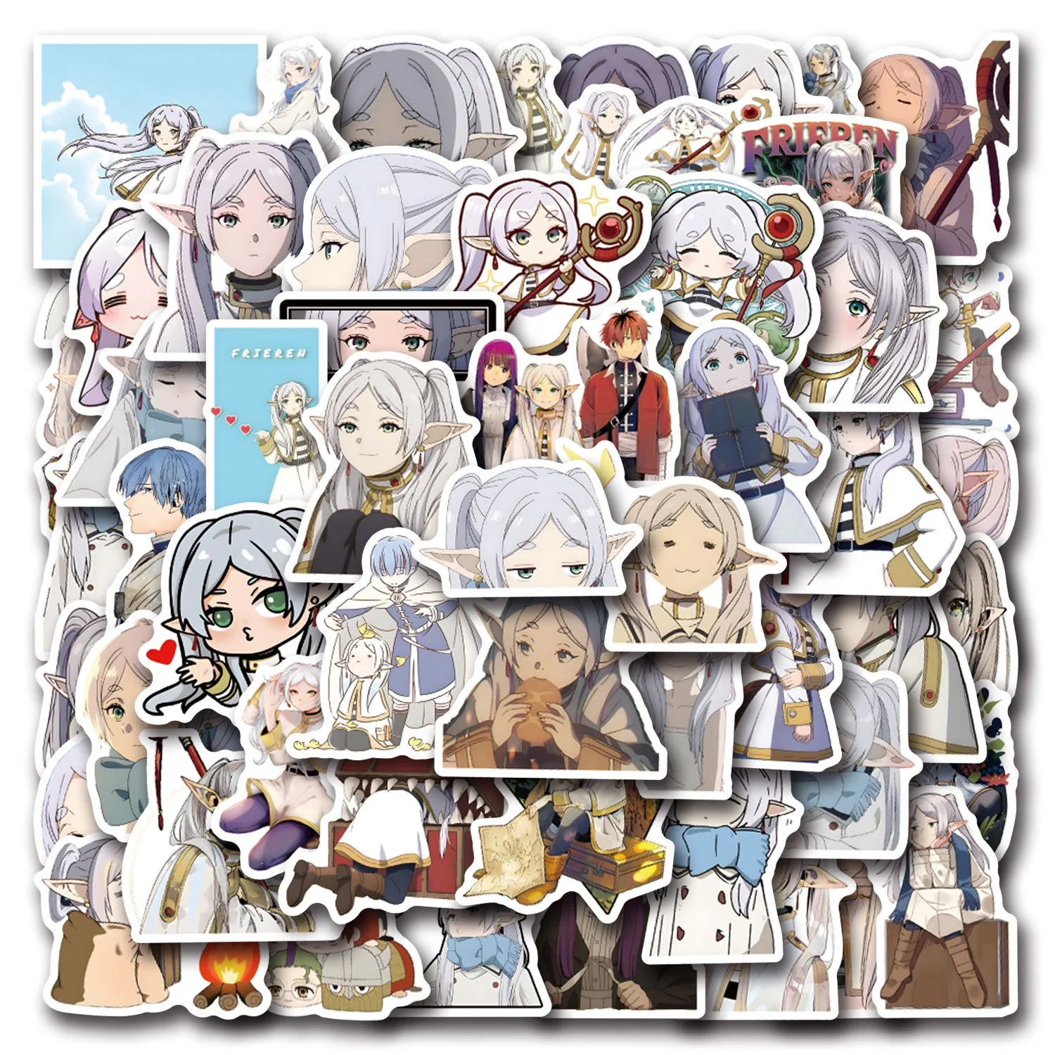 55Pcs Cartoon Frieren Beyond Journeys End Stickers Himmel Frieren Anime Decals Skateboard Laptop Phone Waterproof Sticker