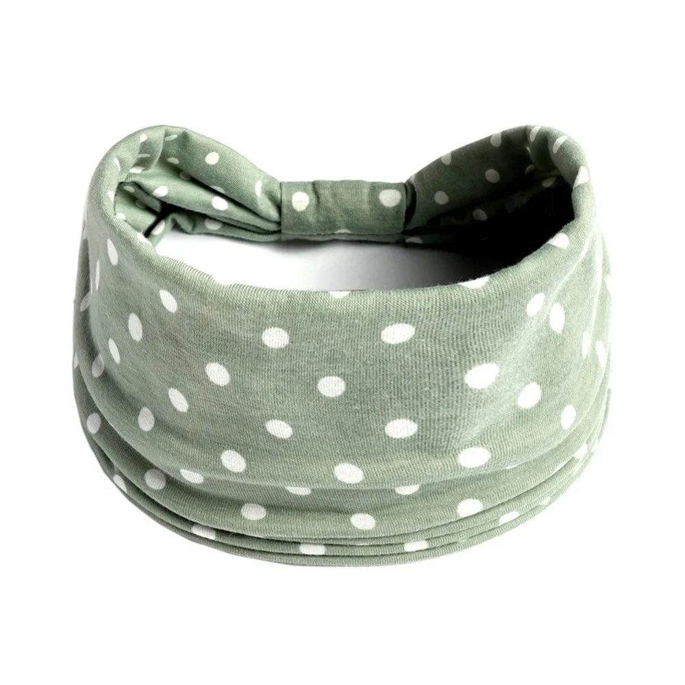 Women Wide Headband Pot Dot African Pattern Women Headwrap Cotton Stretch Non Slip Turban Headwear for Wash Face