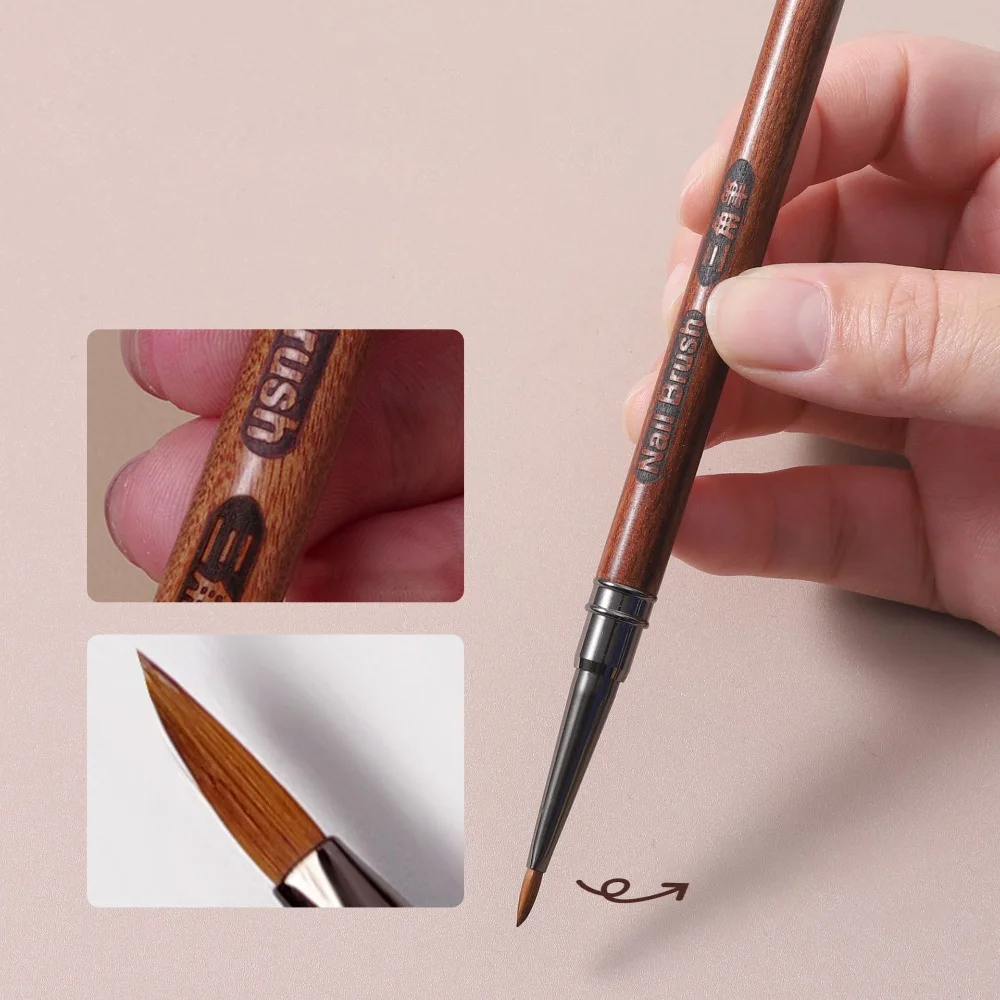 

1PC Slanted Mouth Nail Art Brushes Sandalwood Handle UV Gel Tip Extension Builder Carving Petals and Leaves Painting Brush