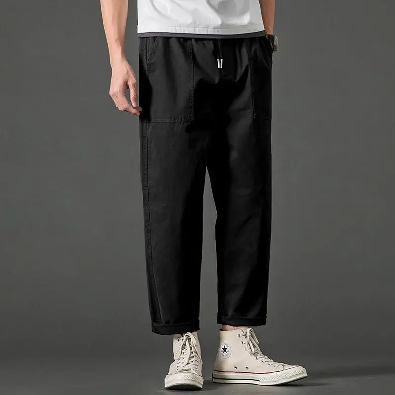 Winter KPOP Fashion Style Harajuku Slim Fit Trousers Loose All Match Plush Casual Pants Pockets Straight Cylinder Cropped Pants