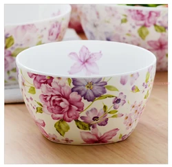 4.5 Inch, Fine Bone China Floral Small Rice Bowl, Ceramic Japanese Bowl, Small Bowl for Spice, Porcelain Sauce Container, Mini