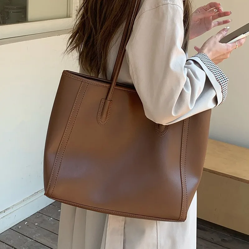 Pu Leather Shoulder Shopper Bag for Women 2024 Large Ladies Tote Bag Korean Fashion Luxury Designer Big Female Handbags Purses