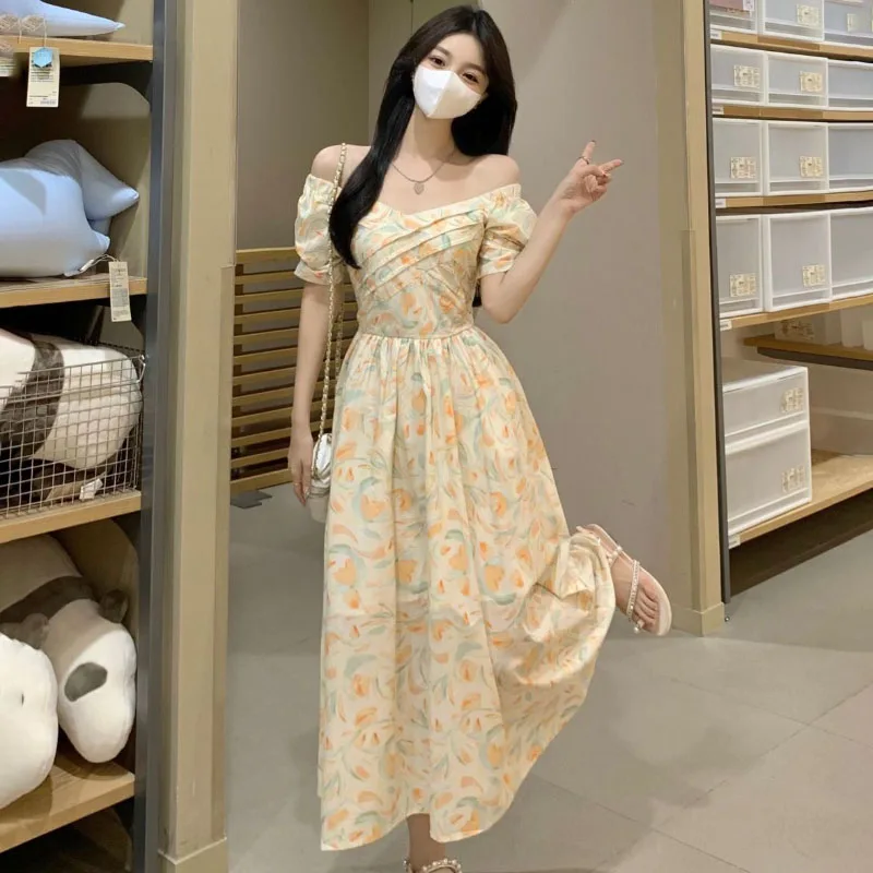 

Plus Size 4XL dress Women's Clothing Summer 2024 New Fashion Slim Design Sense Medium Long Dress Sweet Floral Evening Dresses