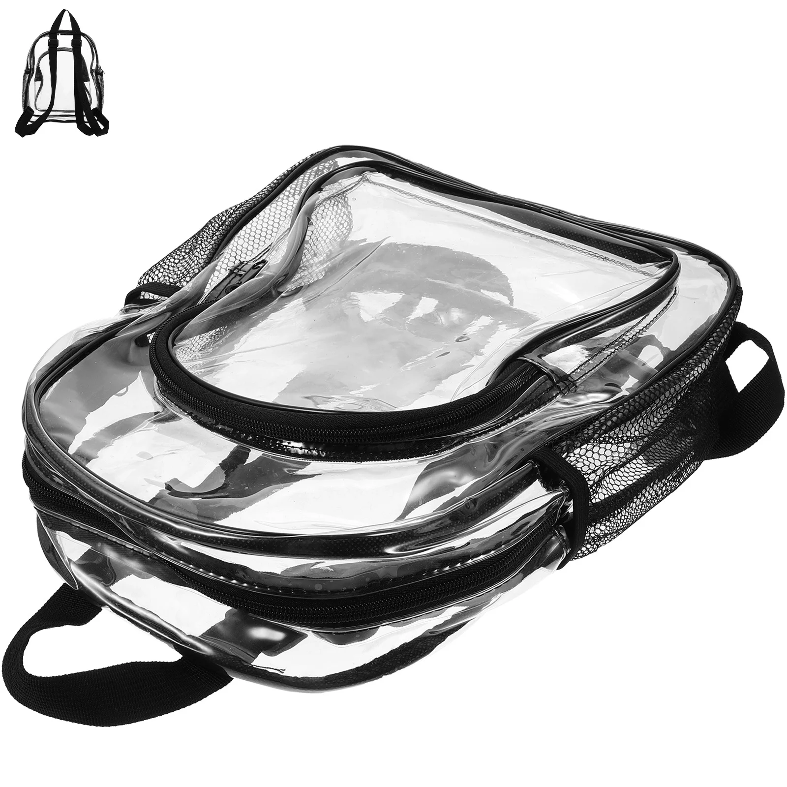 Transparent Backpack Small Cute Clear Rucksack Adjustable Shoulder Strap Lightweight Durable Clear Book Bag for School Travel