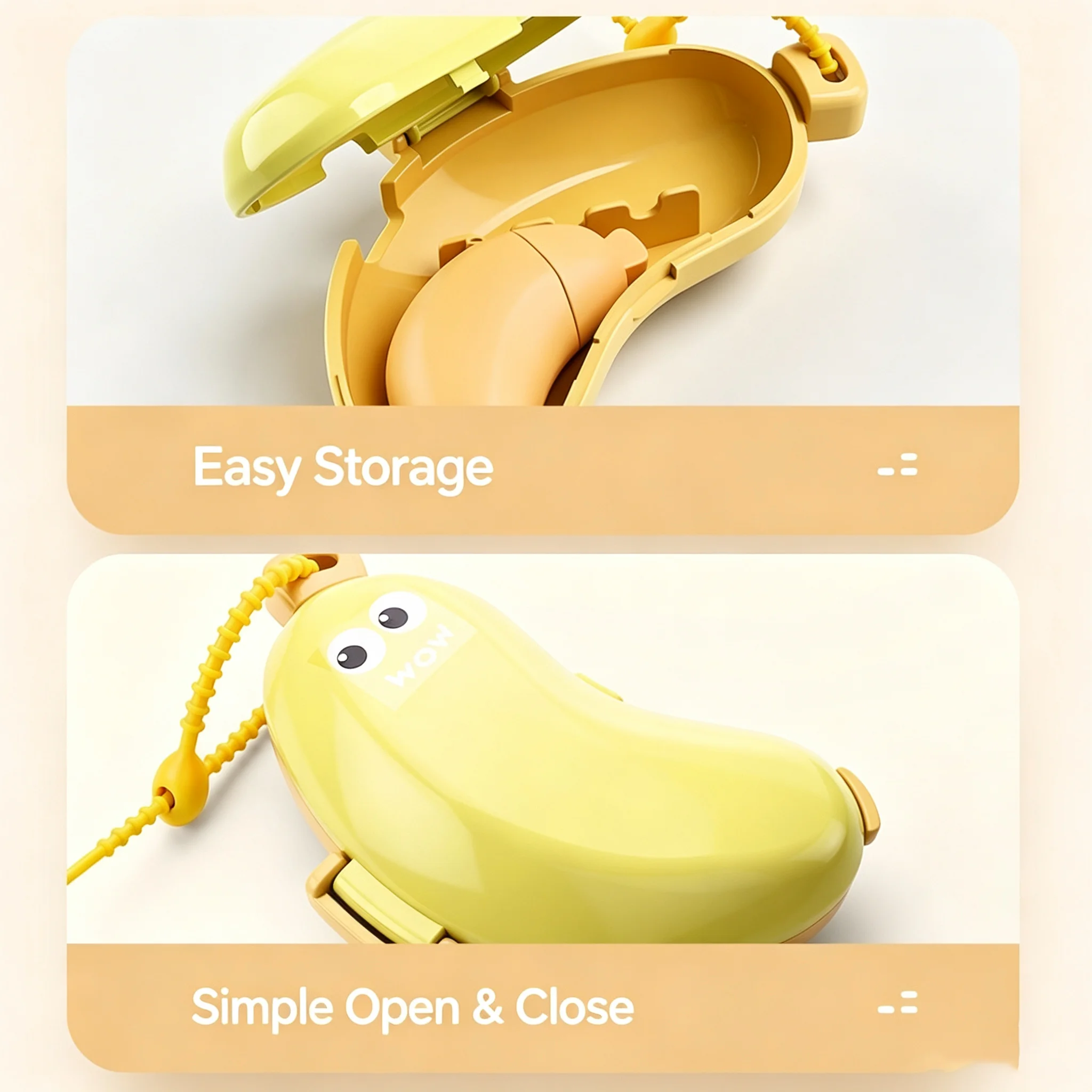Banana Shape Kids Toothbrush Head Storage Box Portable Travel Protective Toothbrush Head Cover Case With Lanyard For Children