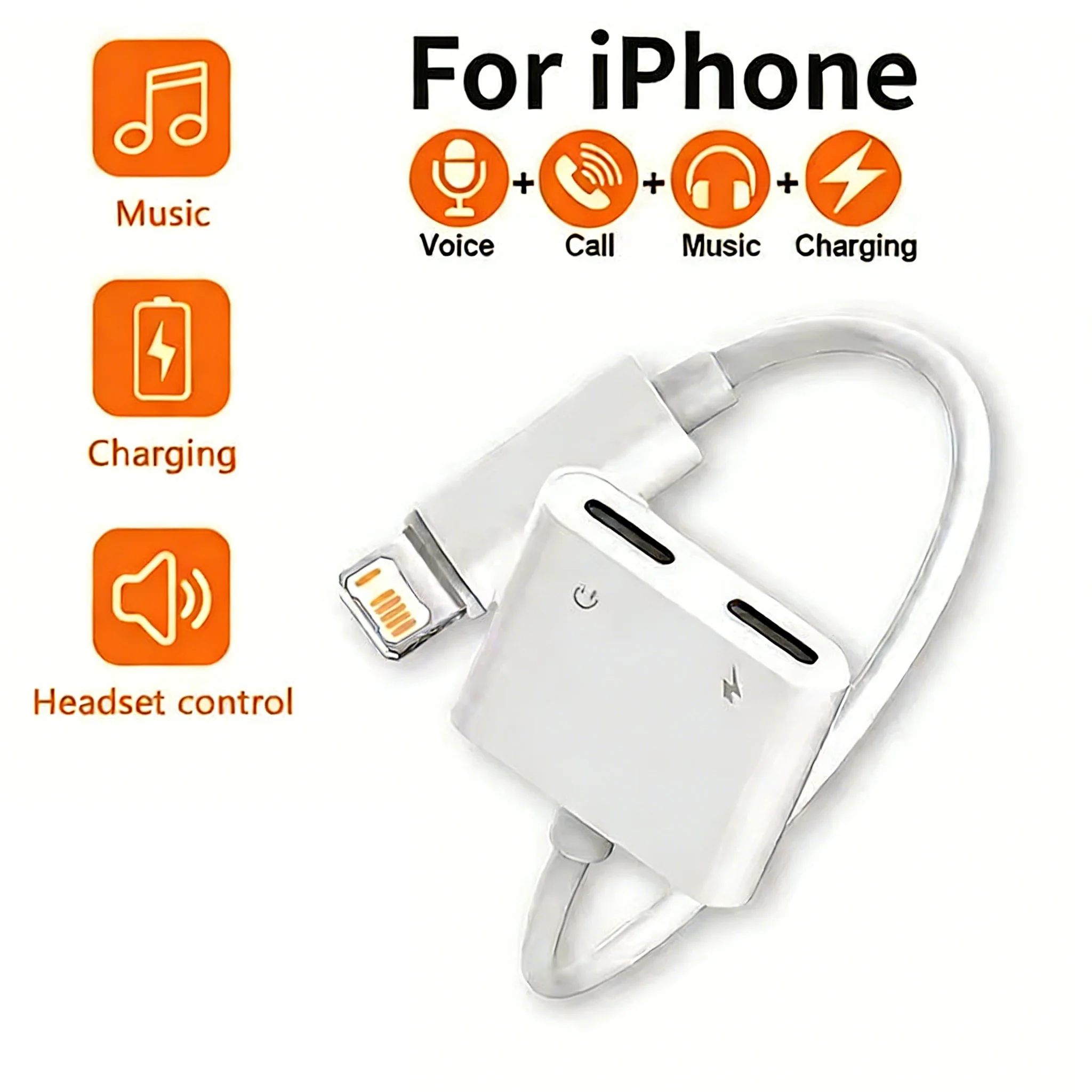 2 in 1 Dual Lighting Audio Charging Adapter For iPhone 11 12 13 14 Pro Max X XR XS Headphones Audio Cable Connector Splitter