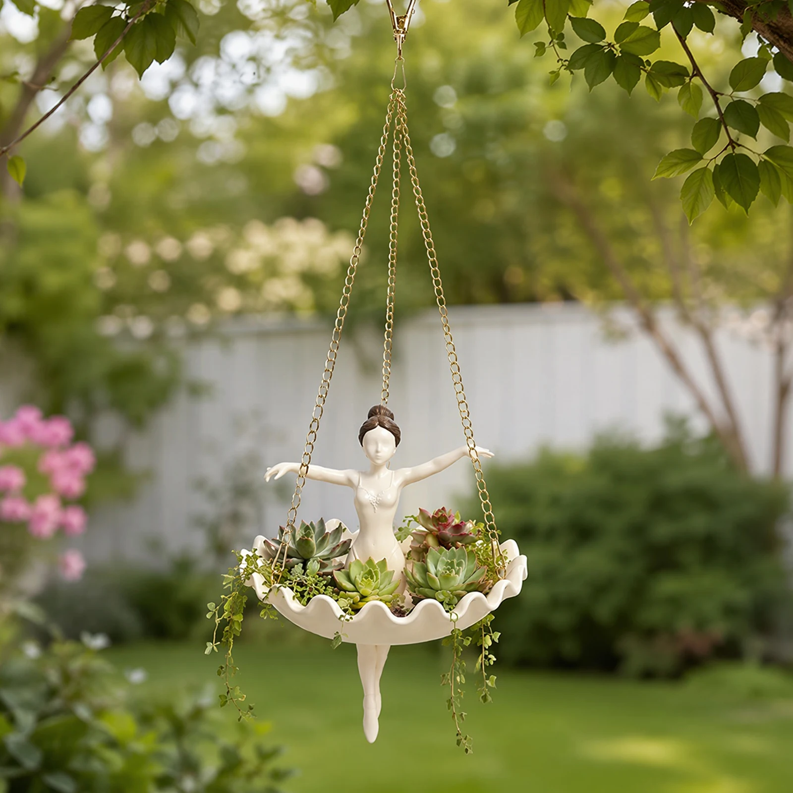 Spider Plant Hanging - กระถางแขวนตกแต่งรูปนักเต้นบัลเลต์ กระถางดอกไม้แขวนสำหรับสวน กระถางแขวนน่ารักสำหรับปลูกไม้อวบน้ำและต้นแมงมุม