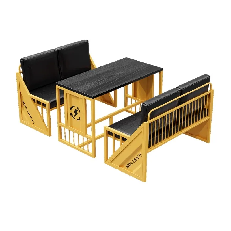 Creative iron booth sofa transparent table and chair combination coffee and tea shop industrial style furniture