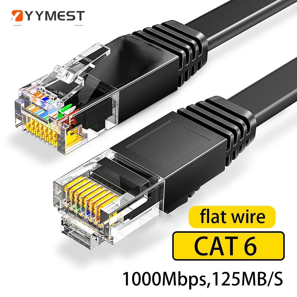 Cat 6 Ethernet Cable 1000M Network, Slim long Flat Internet LAN Patch Cord, Cat6 Solid High Speed weatherproof Cable for Router