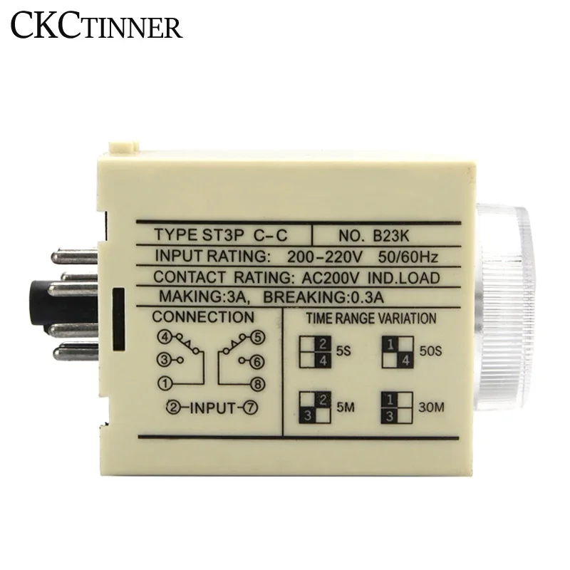 ST3P series Power-on delay relay  ST3P A-A/B/C/D/E/F/G (AC 380V 220V 110V DC 24V  ) Power-on delay with 8-pin base