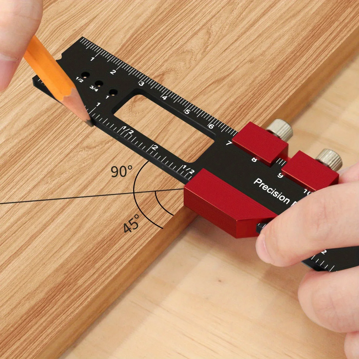 Aluminum Alloy Precision Angle Ruler for Woodworking & Carpentry, Multi-Function Marking & Measuring Tool W/ Laser Etched Scale