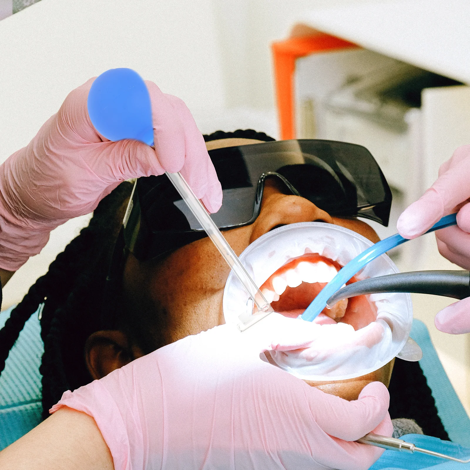 منظف الفم PVC الزجاج دليل الزاوية اليمنى أنبوب طويل مزدوج الرأس العملي المحمولة ضغط الهواء شفط الكرة الأنظف