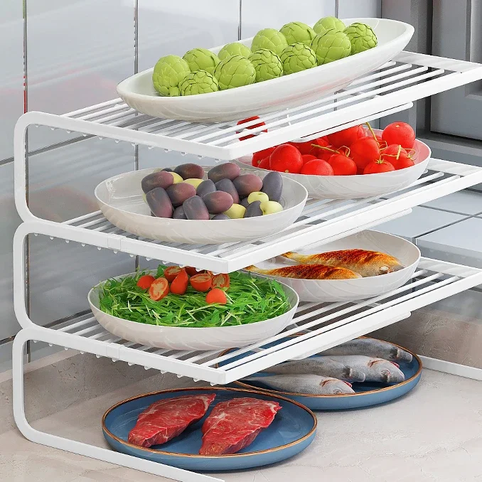 Kitchen Multi-layer Vegetable Preparation Tray Storage Rack Hot Pot Vegetable Preparation Table Desktop Shelf Box Division