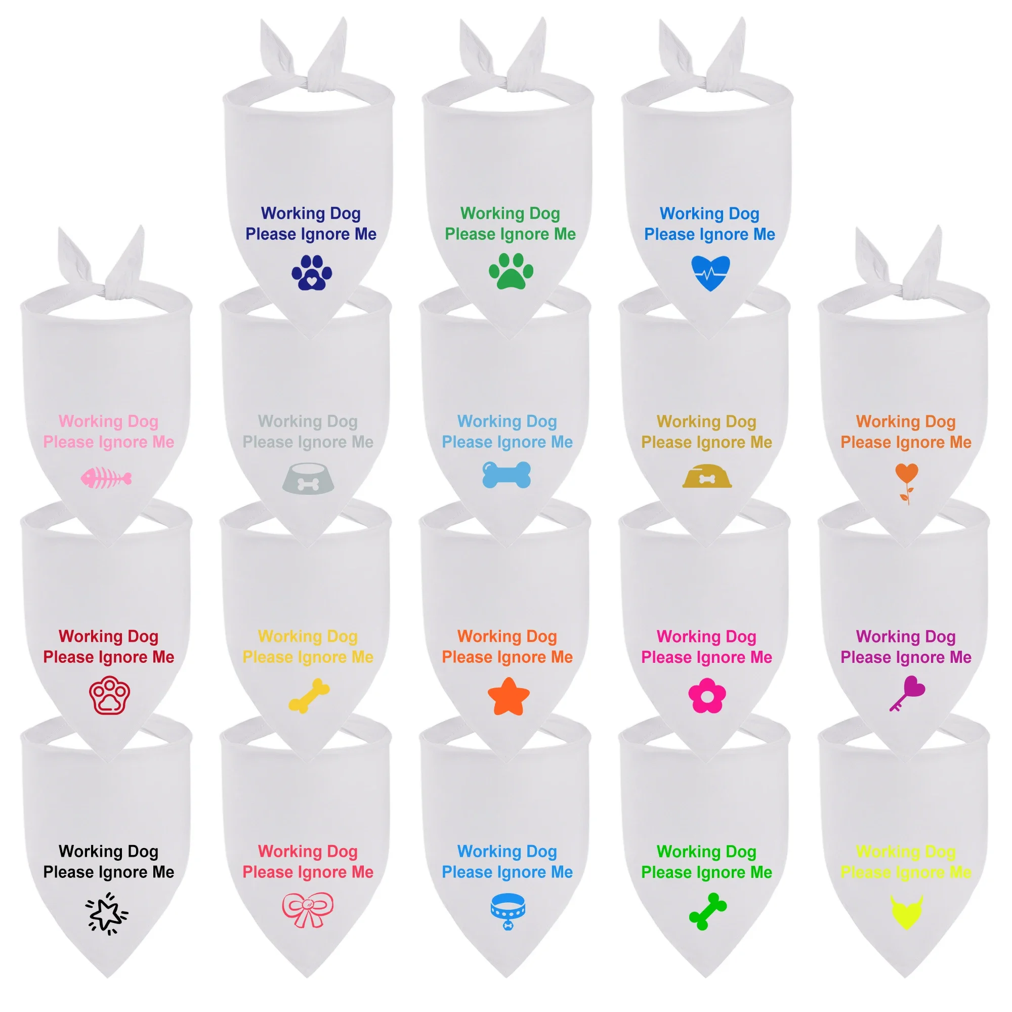 Customizable Dog Cat Bandana Soft Washable Personalized Text Pattern Scarf 2 Sizes Pet Accessories
