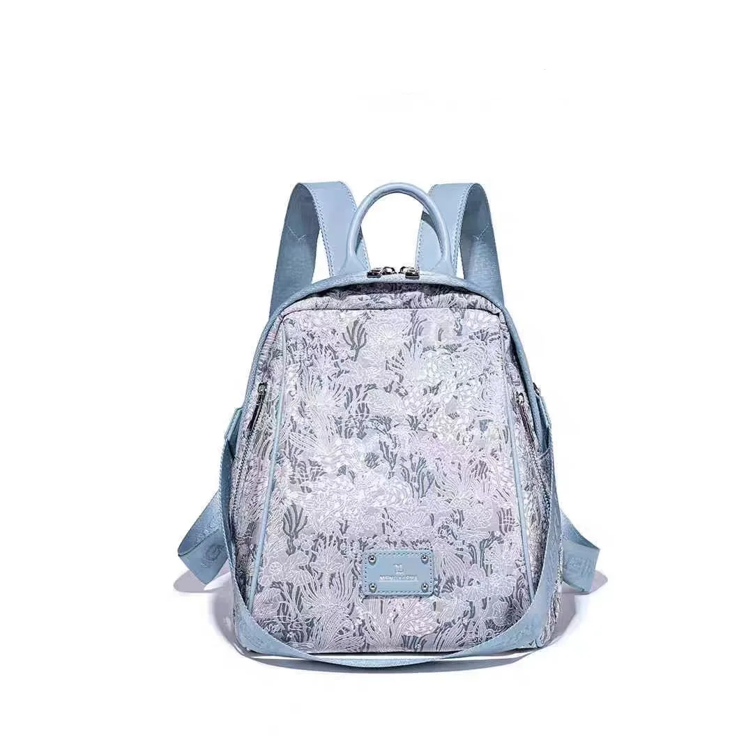 

Luxury Brand High-end Western-Style Printed Women's Single Shoulder Travel Backpack Alice Embroidered Blue Backpack