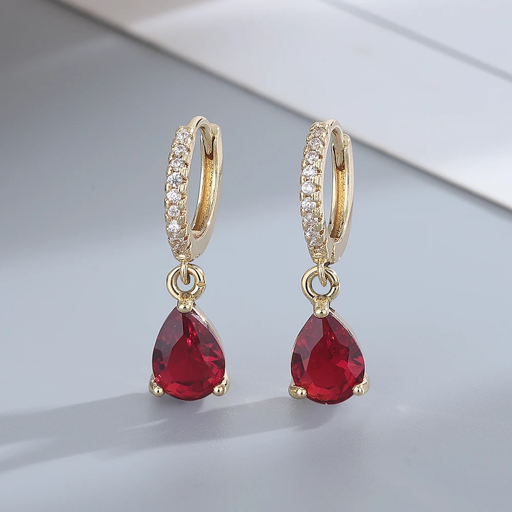 Silver Earring Emerald Ruby Zirconia Earring Classic Elegant Hoop Earring Women's Party Anniversary Gift Fine Jewelry FCGJHW