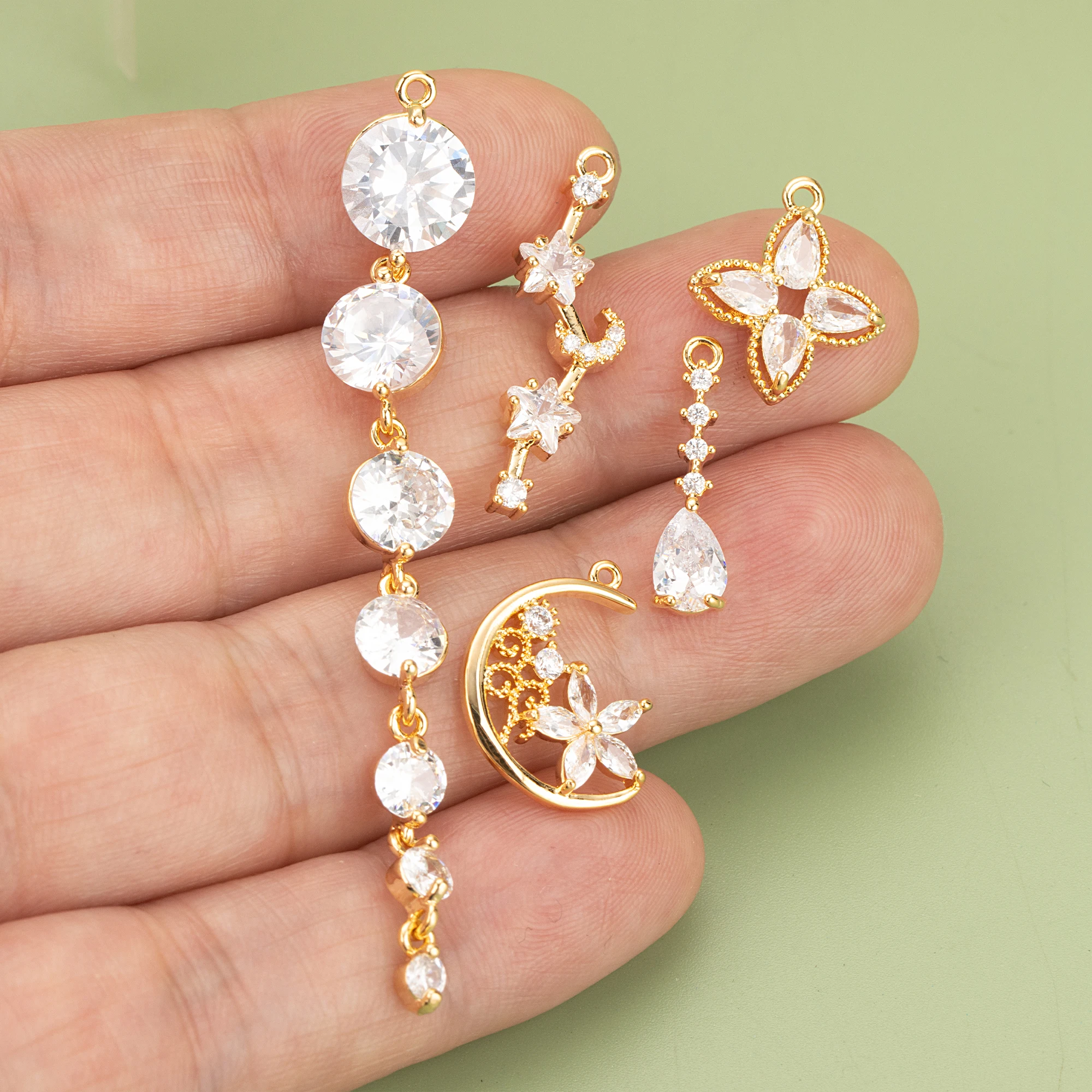 YEGUI MF02,jewelry accessories,18k gold rhodium plated,copper,zircons,hand made,charms,jewelry making,diy pendants,6pcs/lot