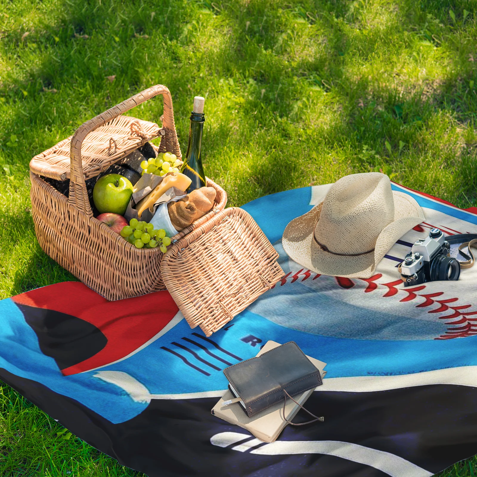 Couverture extérieure de Baseball de bande dessinée avec la conception de texte pour le pique-nique de Camping et les aventures de la nature avec