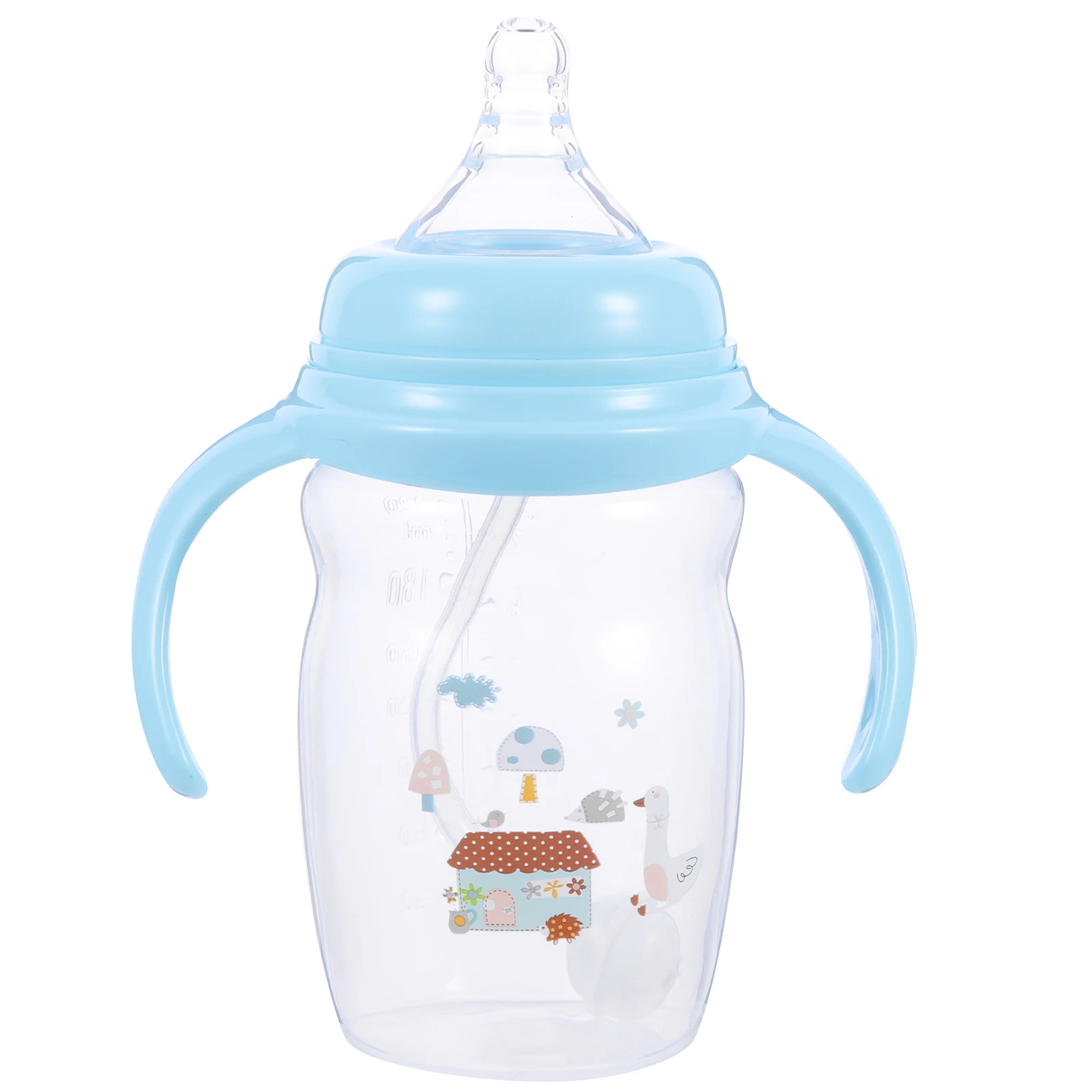

Anti-bloating Straw Bottle 220ml Lightweight Baby Kids Cup Toddler Cup Anti-colic Silicone Handle Drinking Bottle