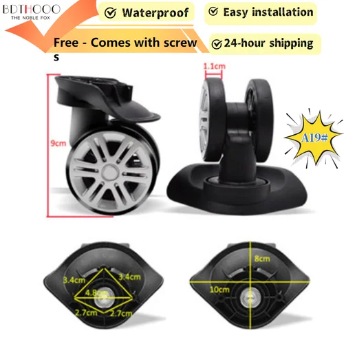 Imagen 1 del producto Ruedas de repuesto para equipaje con doble rodamiento de bolas silencioso A19, 2 uds., para Samsonite/American Tourister/SM, bolsas, rodillo resistente con B