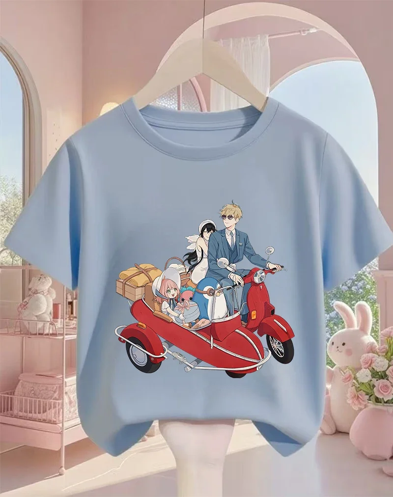 

Children Cute SPY×FAMILY T Shirt Summer Boys Girls Kawaii Cartoon Crew Neck Fashion Street Casual Tops 3 14Y