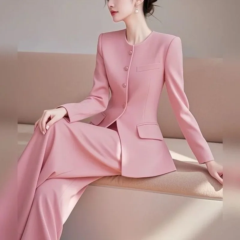 Pink Suit High-End Super Good-Looking Light And Familiar Commuting Xiaoxiangfeng Suit Two-Piece Suit Pants For Women's Autumn